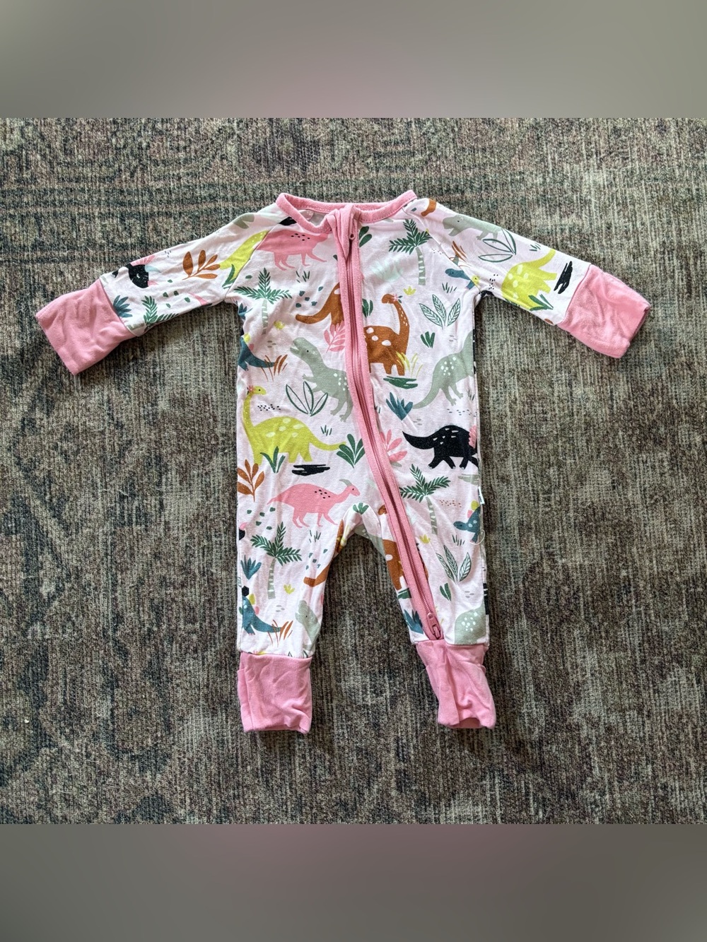 Little Sleepies pink Jurassic jungle PREEMIE